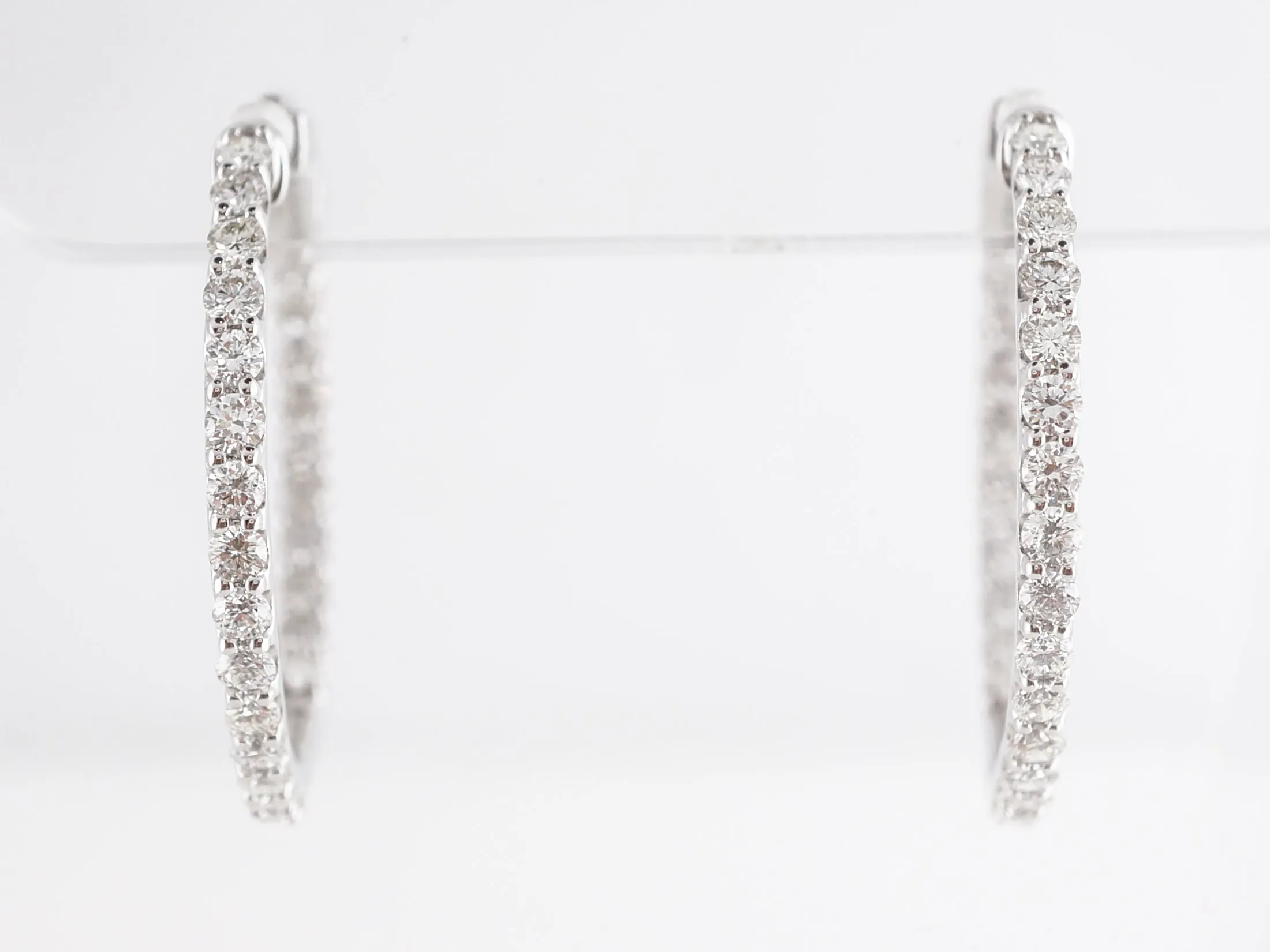 2 Carat Diamond Hoop Earrings in 14k White Gold