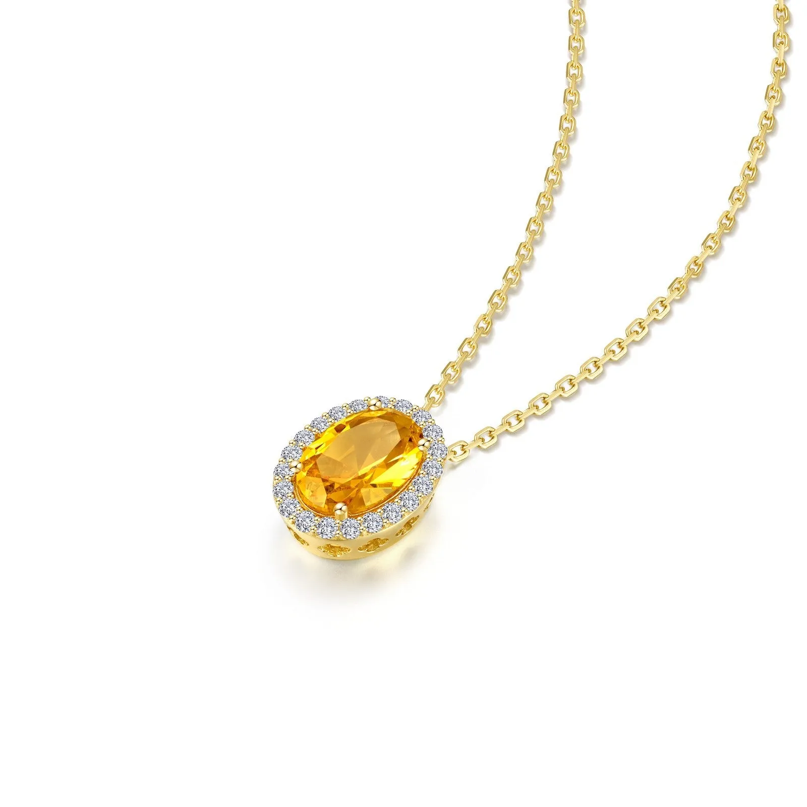 2.56 CTW Oval Halo Necklace