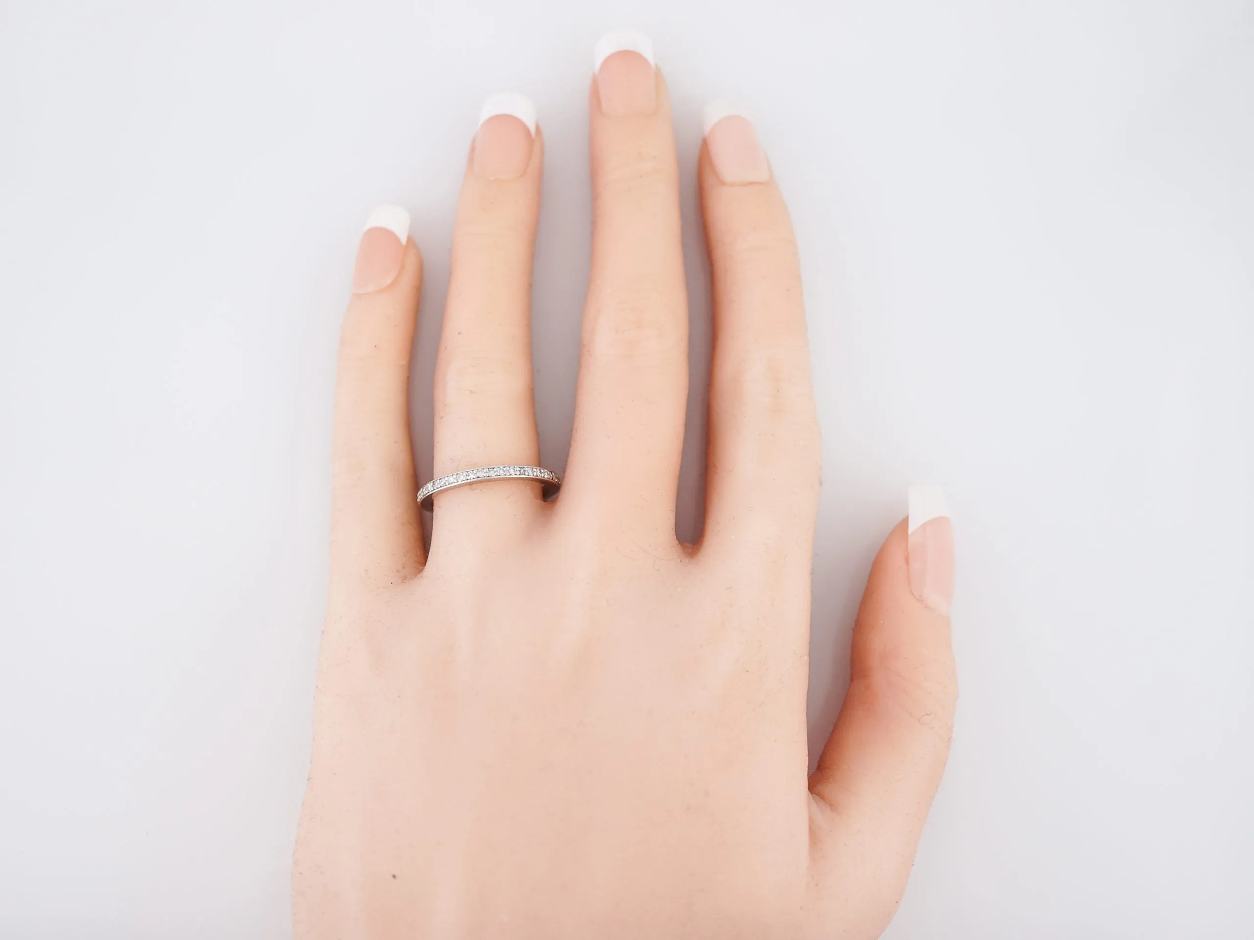 .32 Single Cut Diamond Wedding Band in 14k White Gold