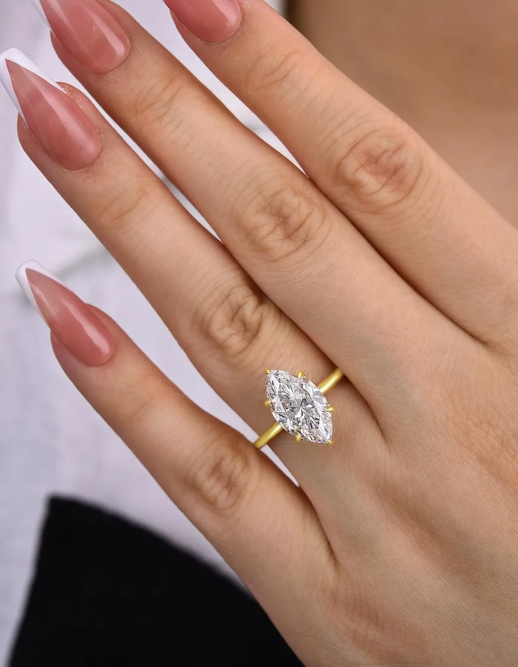 3.5CT Marquise Cut Engagement Ring,Simulated Diamond Ring,925 Sterling Silver 18K Yellow/White Gold Plated Promise Ring