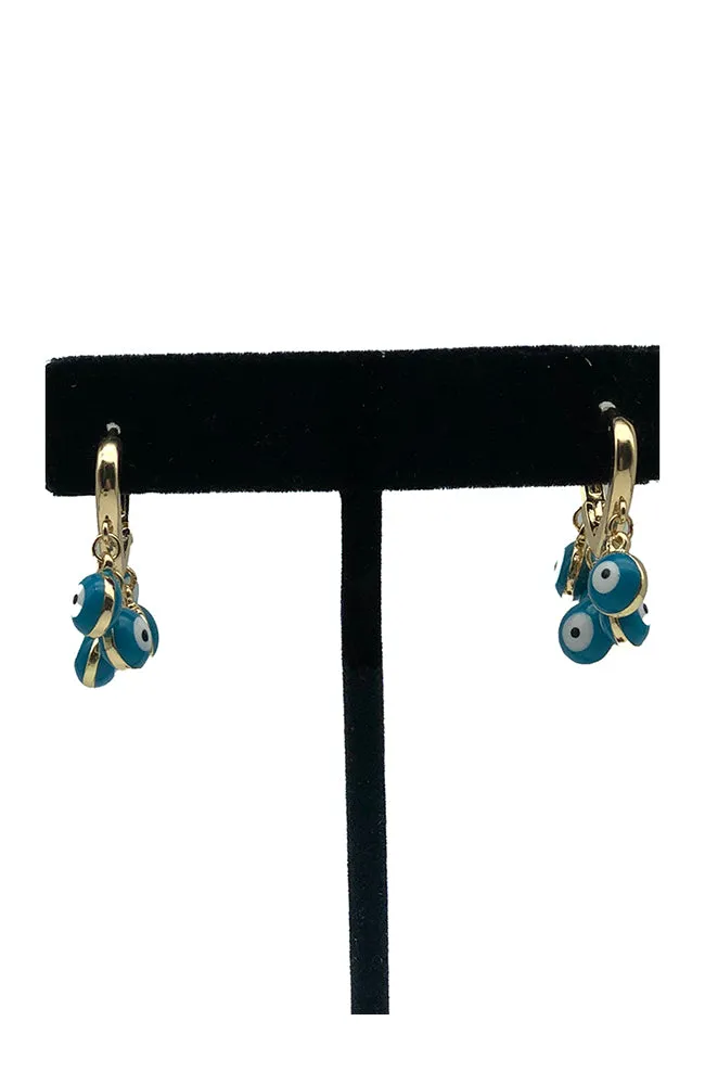5 EE Charm Huggie Hoops Turquoise