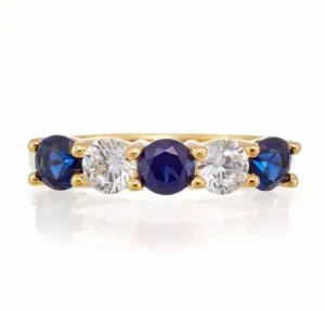 5 Stone Anniversary Band - Yellow Gold Plated Sterling Silver