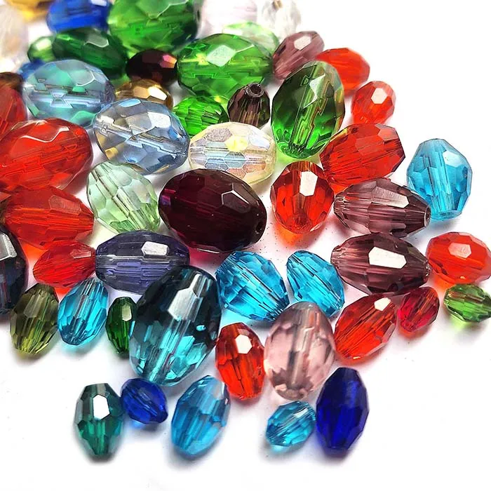 50GRAMS PKG. Oval  Mix color crystal glass beads