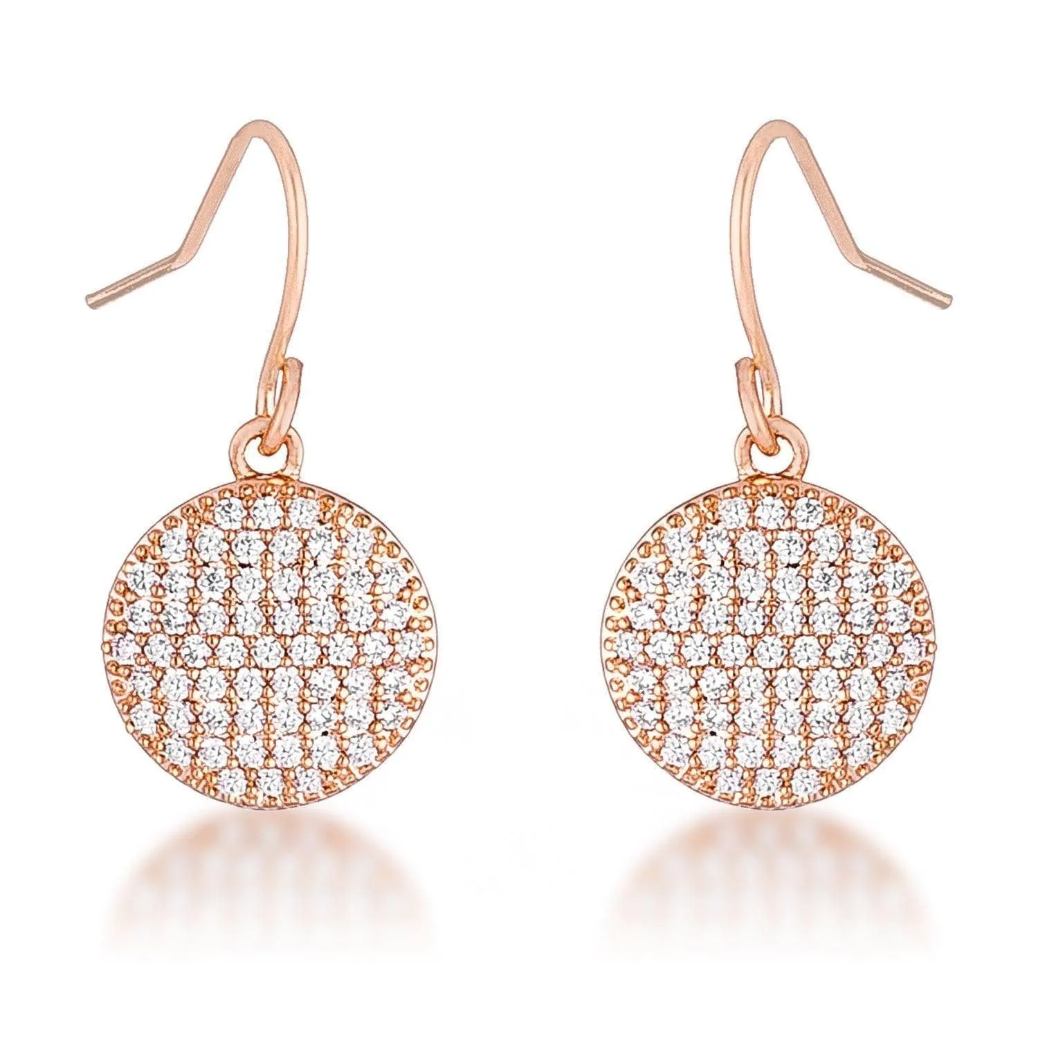 .6 Ct Elegant CZ Rose Gold Plated Disk Earrings