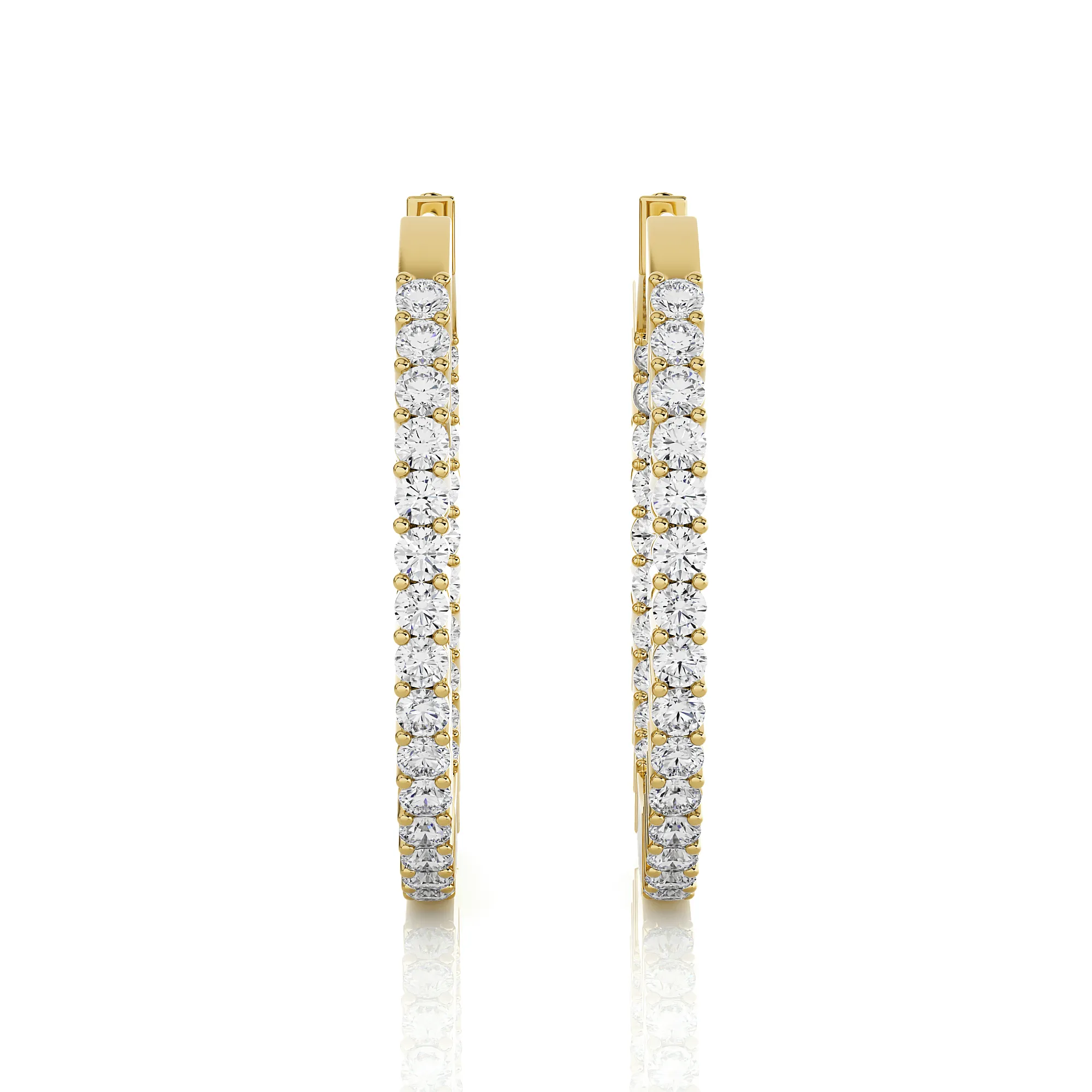 7/8 ctw Round Lab Grown Diamond Inside Out Hoop Earrings