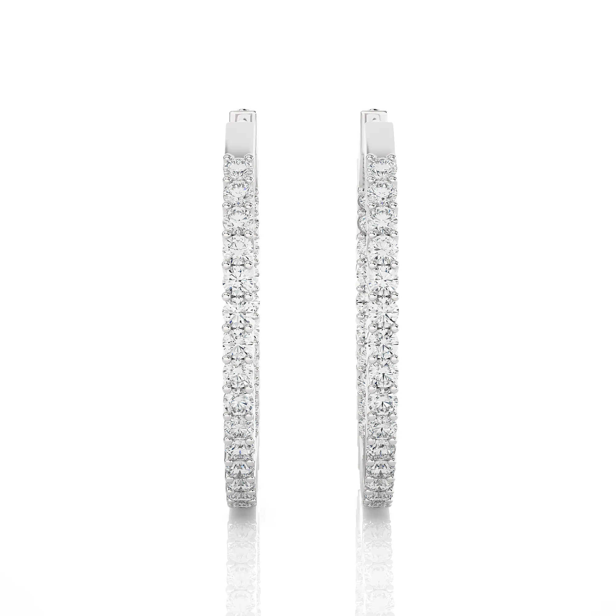 7/8 ctw Round Lab Grown Diamond Inside Out Hoop Earrings