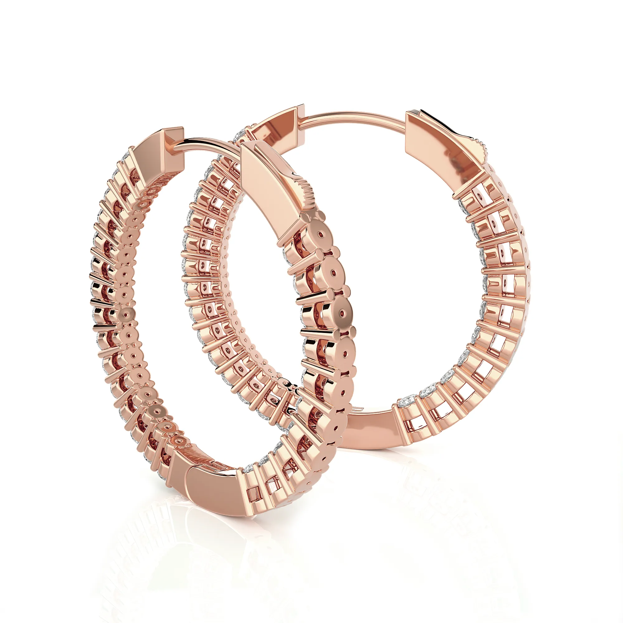 7/8 ctw Round Lab Grown Diamond Inside Out Hoop Earrings