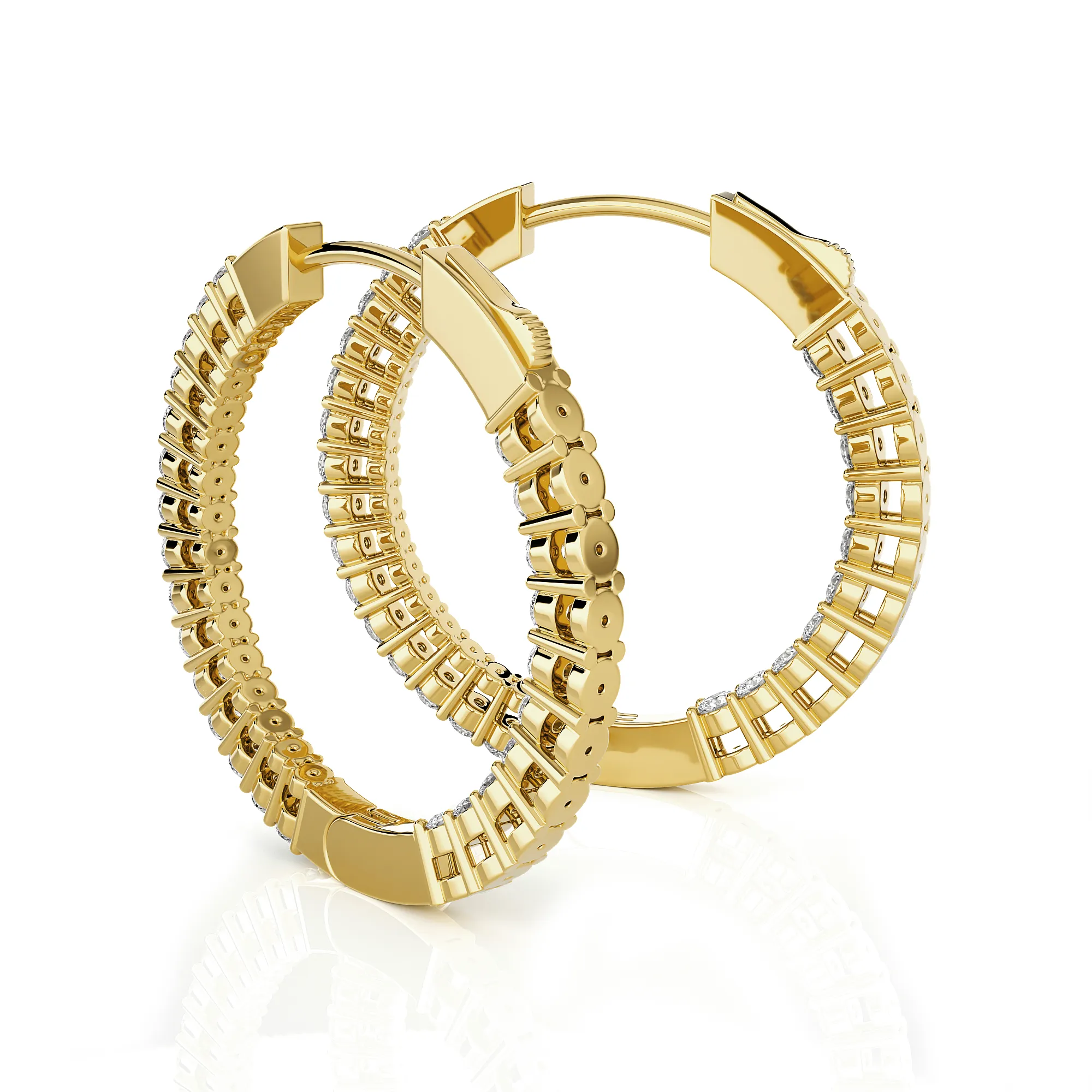 7/8 ctw Round Lab Grown Diamond Inside Out Hoop Earrings
