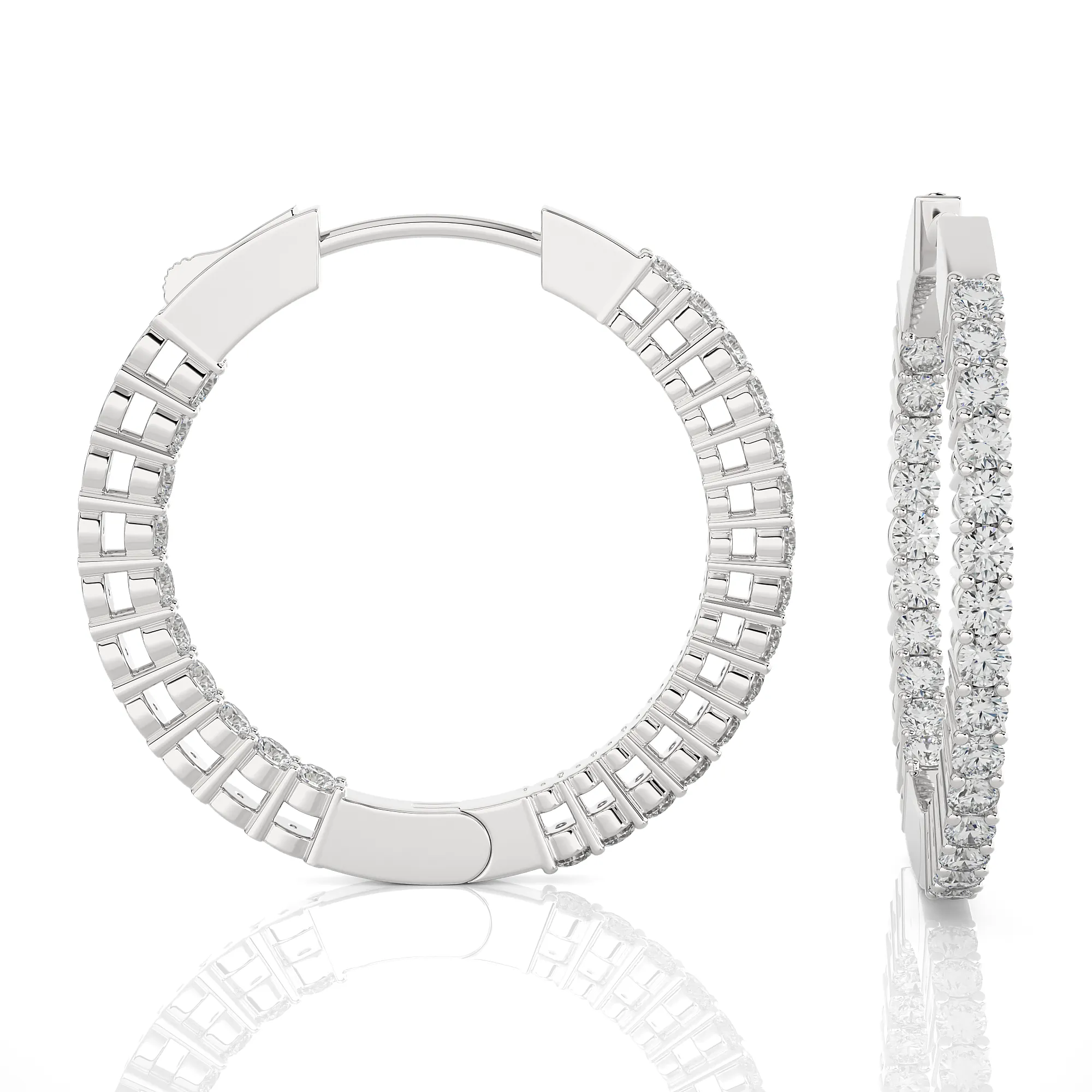 7/8 ctw Round Lab Grown Diamond Inside Out Hoop Earrings