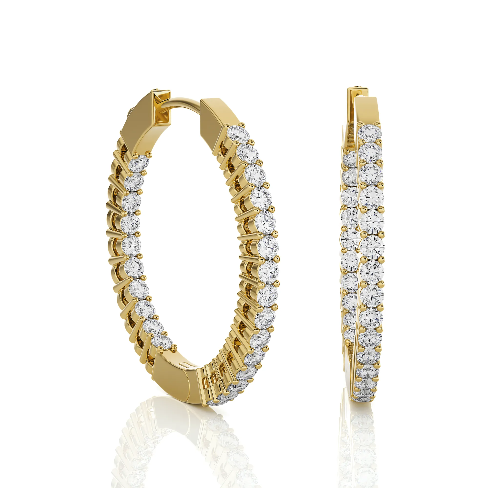 7/8 ctw Round Lab Grown Diamond Inside Out Hoop Earrings