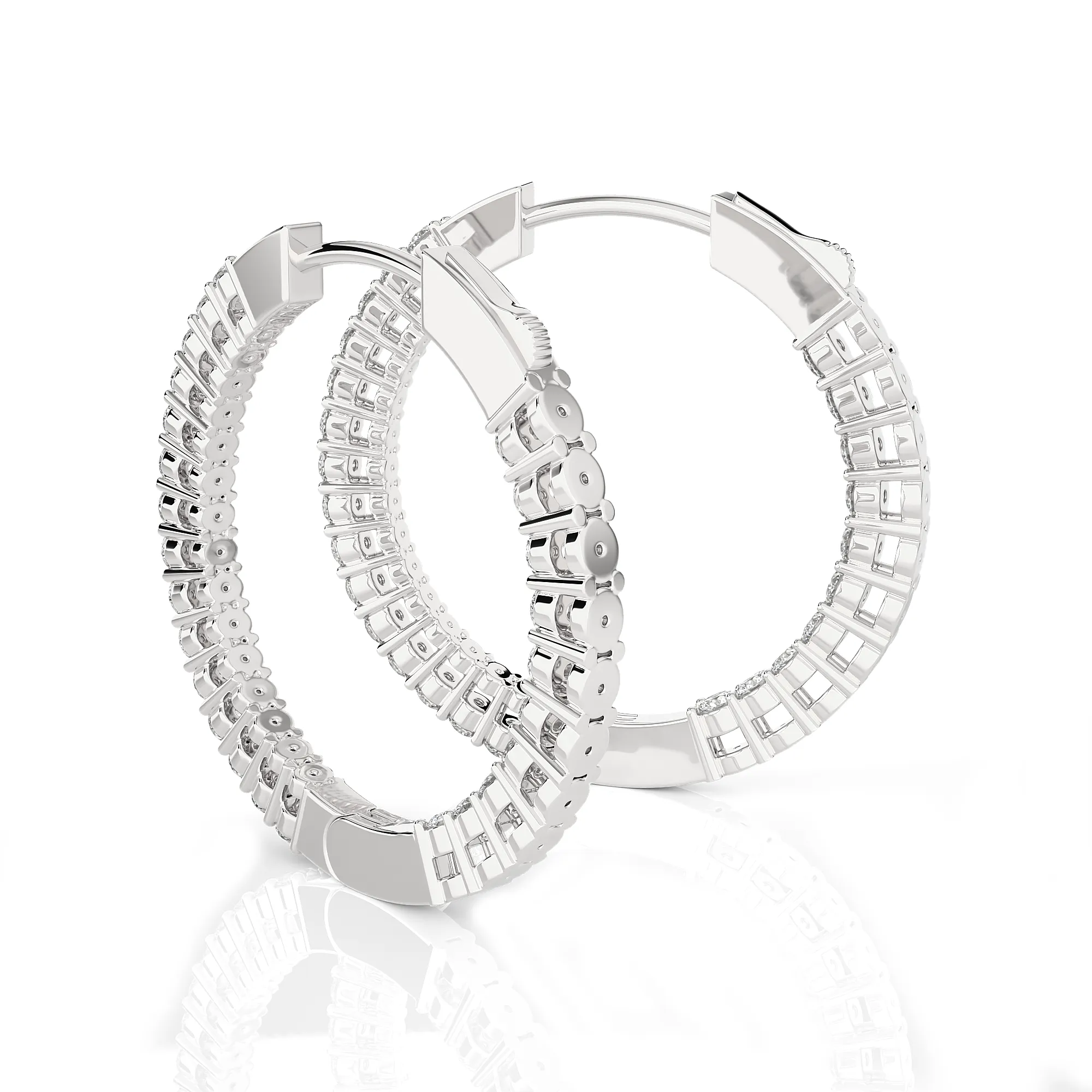 7/8 ctw Round Lab Grown Diamond Inside Out Hoop Earrings