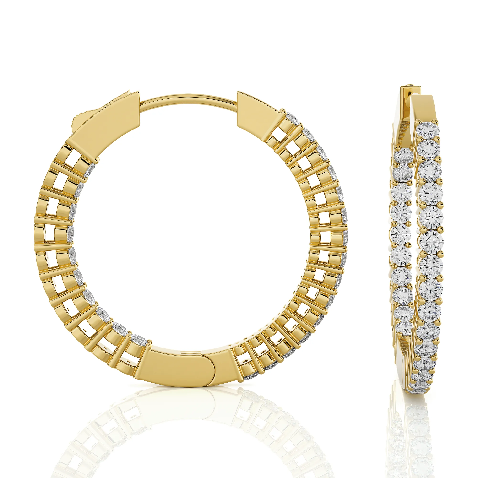 7/8 ctw Round Lab Grown Diamond Inside Out Hoop Earrings