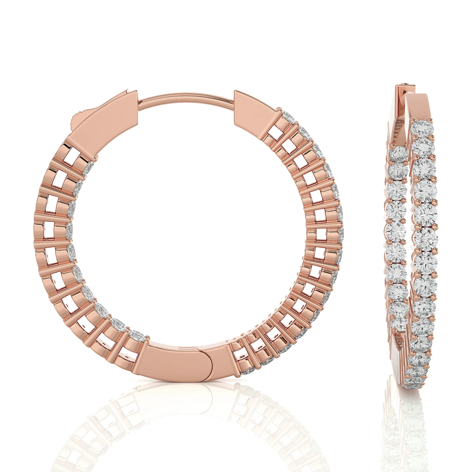7/8 ctw Round Lab Grown Diamond Inside Out Hoop Earrings