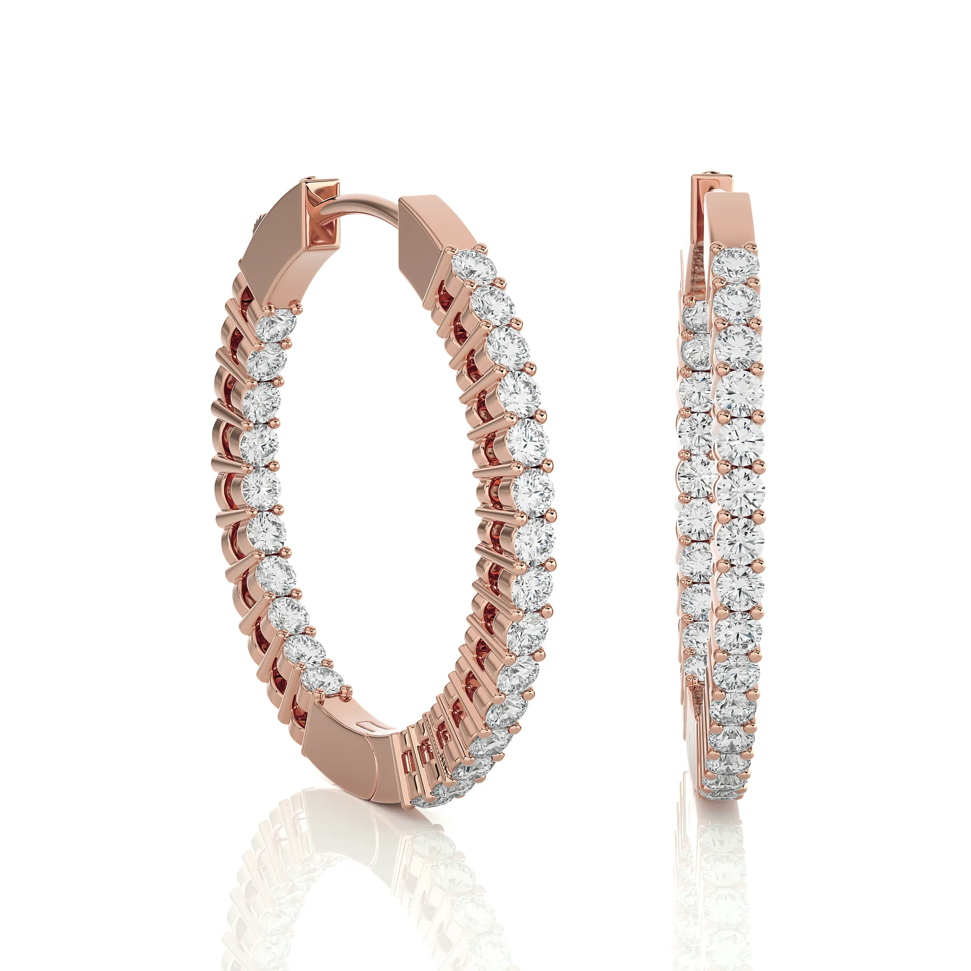 7/8 ctw Round Lab Grown Diamond Inside Out Hoop Earrings