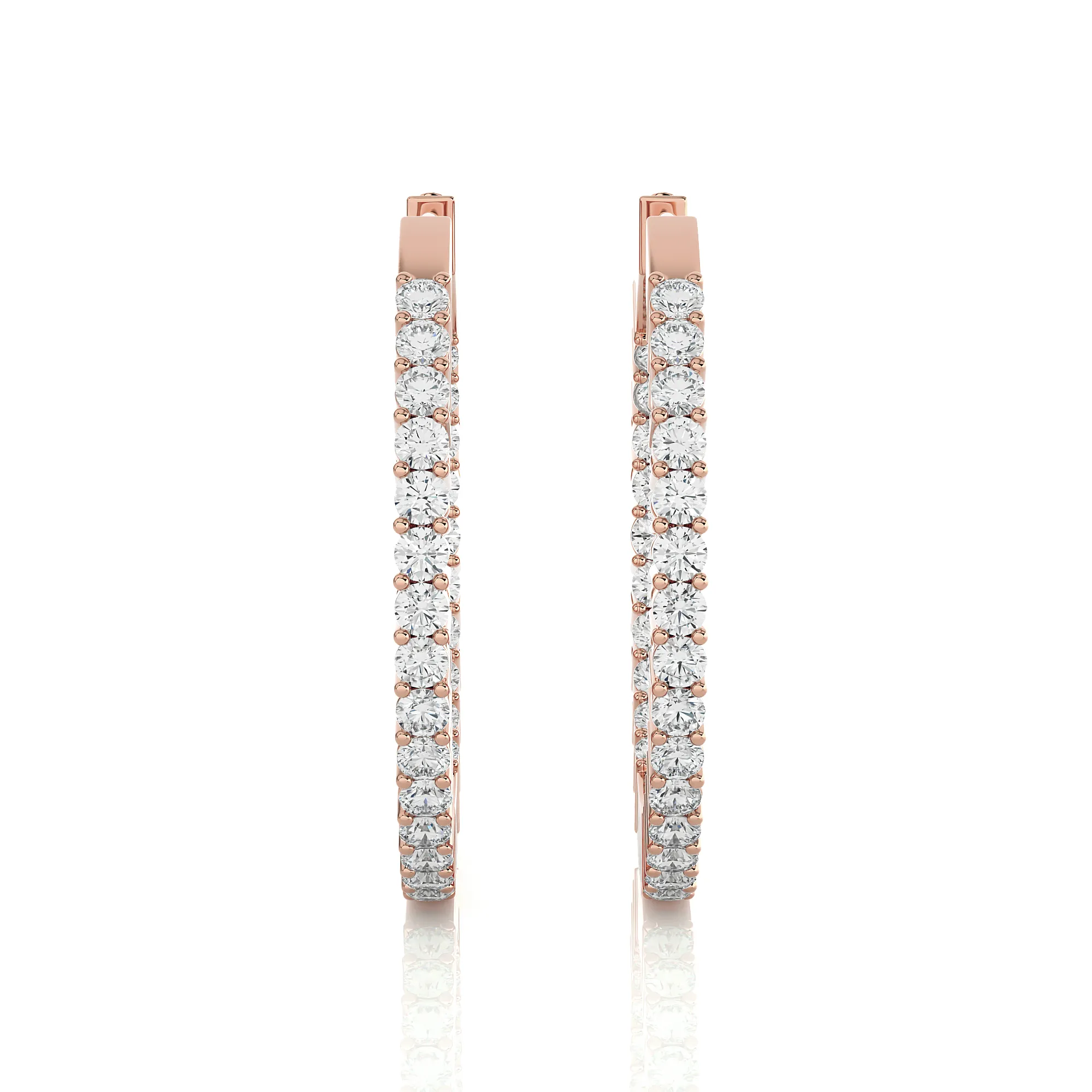 7/8 ctw Round Lab Grown Diamond Inside Out Hoop Earrings