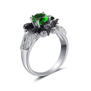 925 Sterling Silver Bat Ring with Zirconia Stone