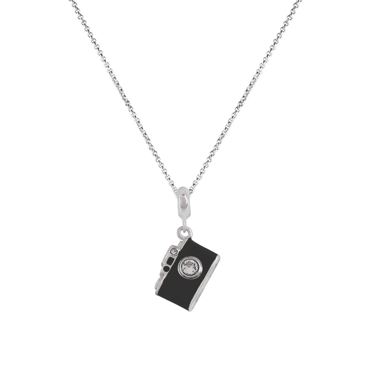 925 Sterling Silver Vintage Black Camera Pendant