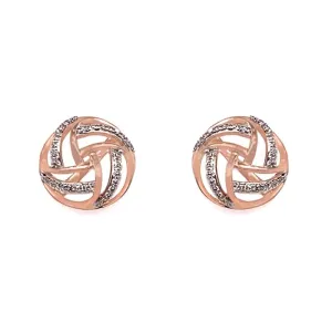 9ct Rose Gold Diamond Set Swirl Stud Earrings