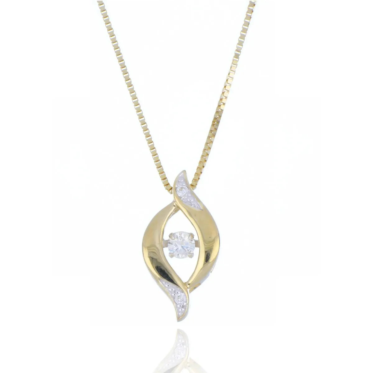 9ct Yellow Gold 0.06ct Diamond Twist Necklace