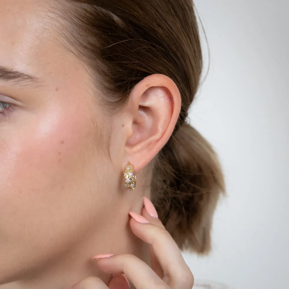 9ct Yellow Gold 1/6 Carat Diamond Hoop Earrings set with 98 Round Brilliant Cut Diamonds