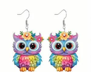 Acrylic owl earrings