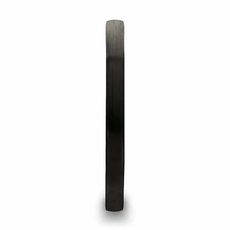 ADORA Ladies Black Pipe Cut Tungsten Wedding Band with Brushed Finish 2mm