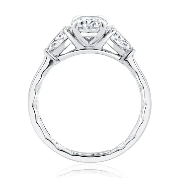 A.Jaffe Engagement Rings Modern Three Stone Round Center Diamond Engagement Ring with Pear Shaped Side Diamonds MECOV2603Q/200B