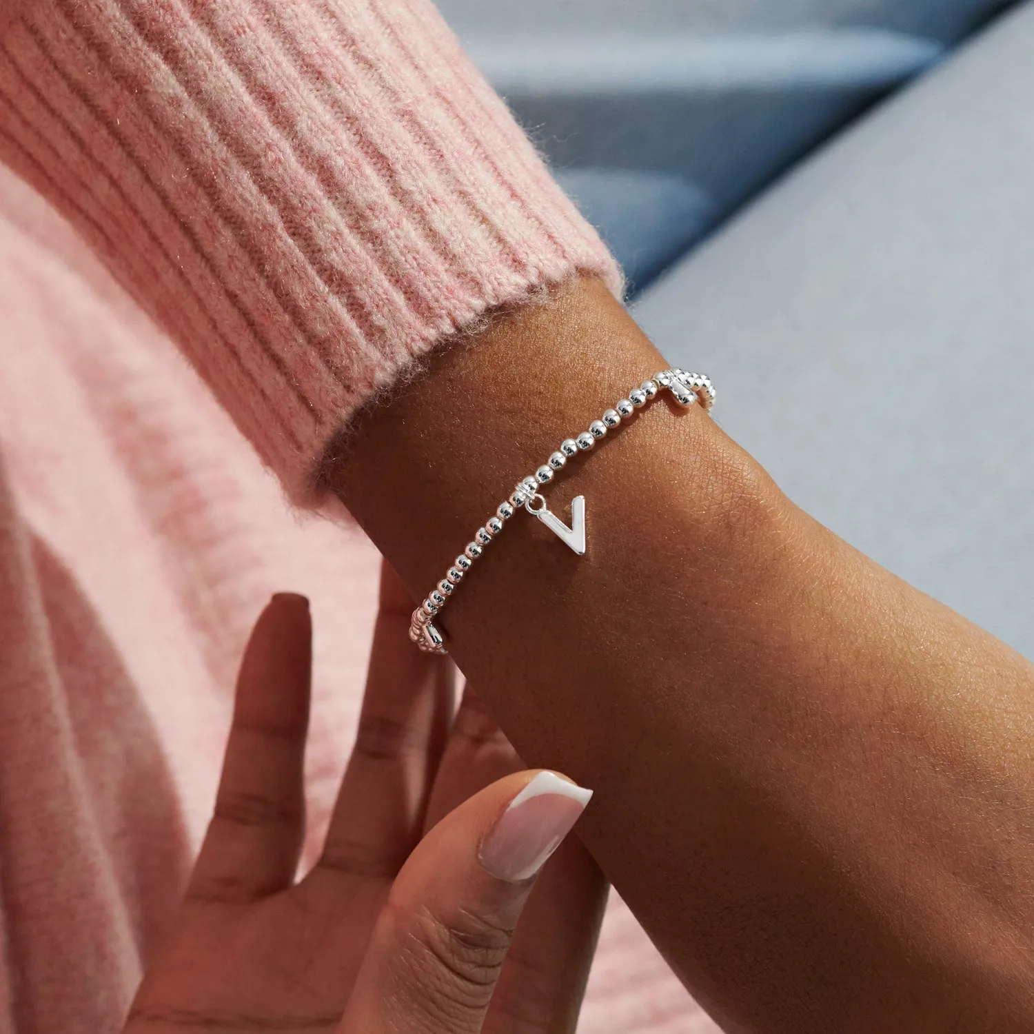 Alphabet A Little V Silver Plated Bracelet 7763