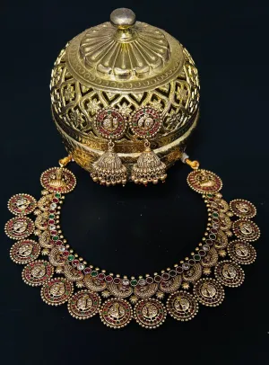Amara Multi Colour Gold Tone Necklace Set With Earrings