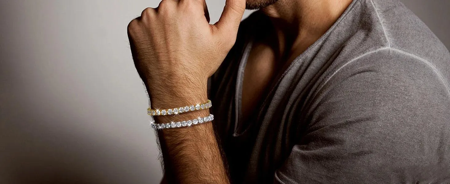 Amazing Genuine Moissanite Diamonds Tennis Bracelets -18K Gold Plated  Silver Engagement Wedding Jewellery