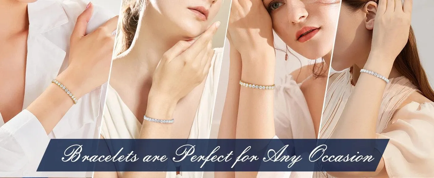 Amazing Genuine Moissanite Diamonds Tennis Bracelets -18K Gold Plated  Silver Engagement Wedding Jewellery