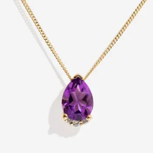 Amethyst Crown & Diamond Necklace | 9ct Gold