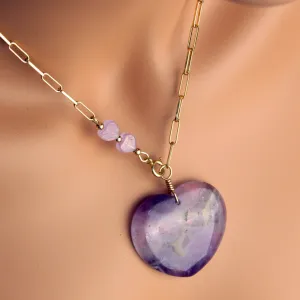 Amethyst Hearts and 14 kt GF Chain