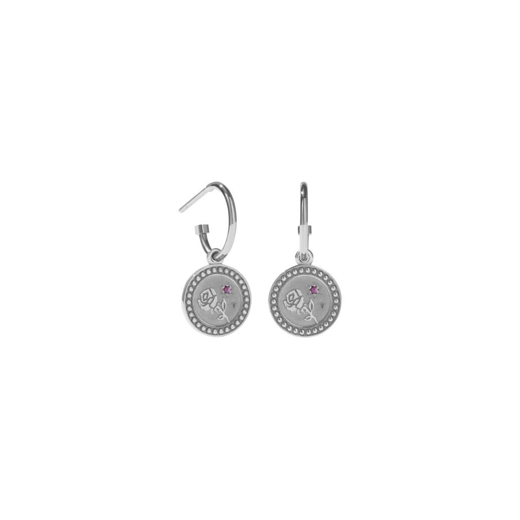Amulet Love Earrings - Sterling Silver - Pink Sapphire