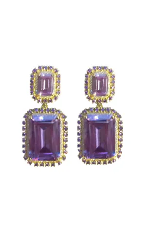 Amythest Rectangle Drop Earring