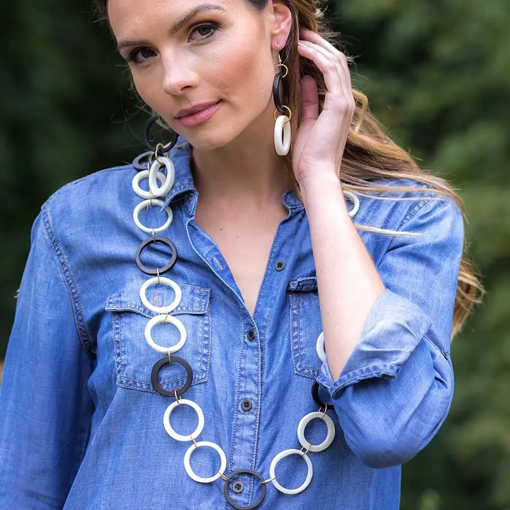 Anju Omala Modern Monochrome Collection Open Rings Earrings