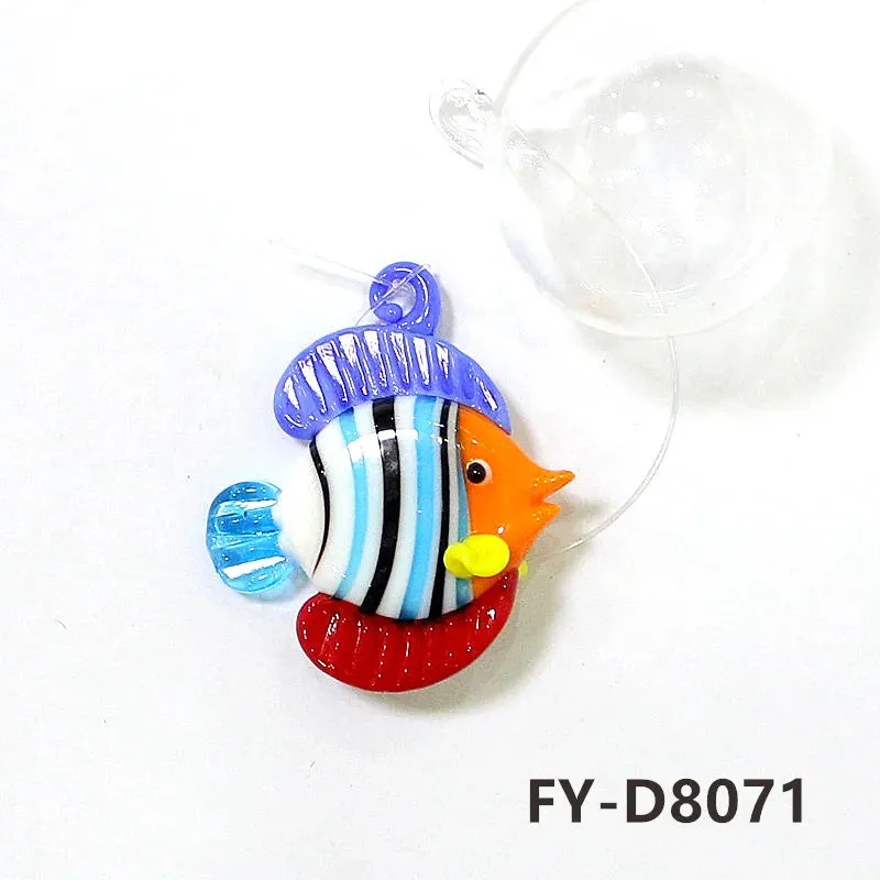 Aquarium Decor Floating Marine Animal Mini Figurine Pendant Cute Glass Ocean Fish Starfish Sea Star Crab Clownfish Ray Ornaments