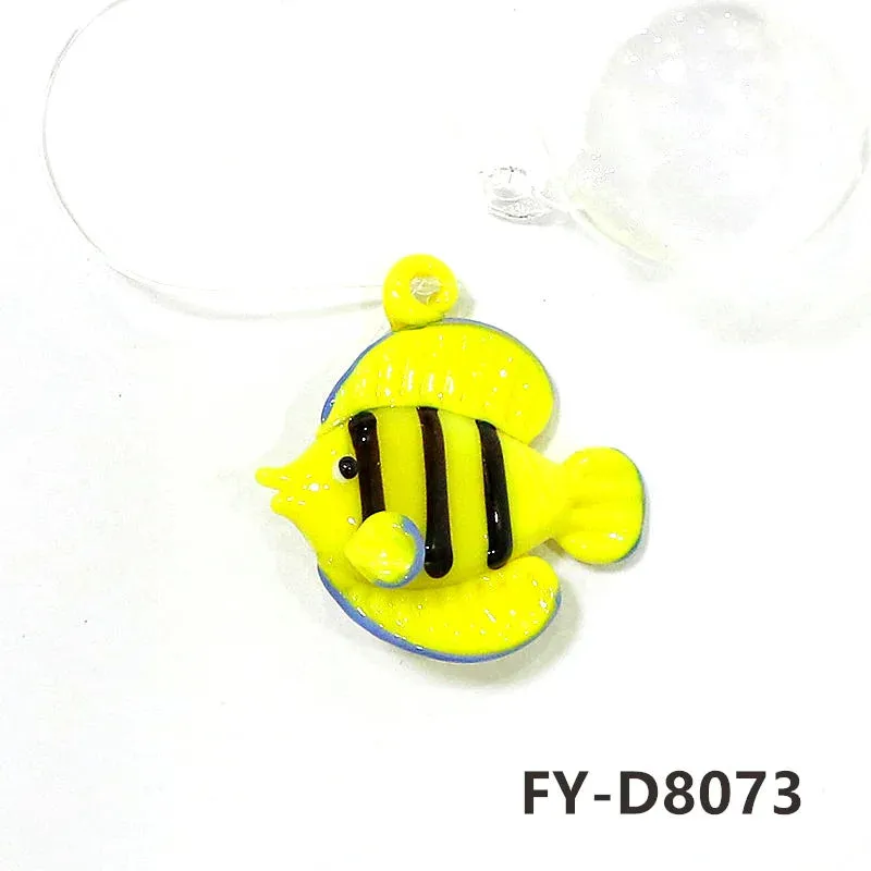 Aquarium Decor Floating Marine Animal Mini Figurine Pendant Cute Glass Ocean Fish Starfish Sea Star Crab Clownfish Ray Ornaments