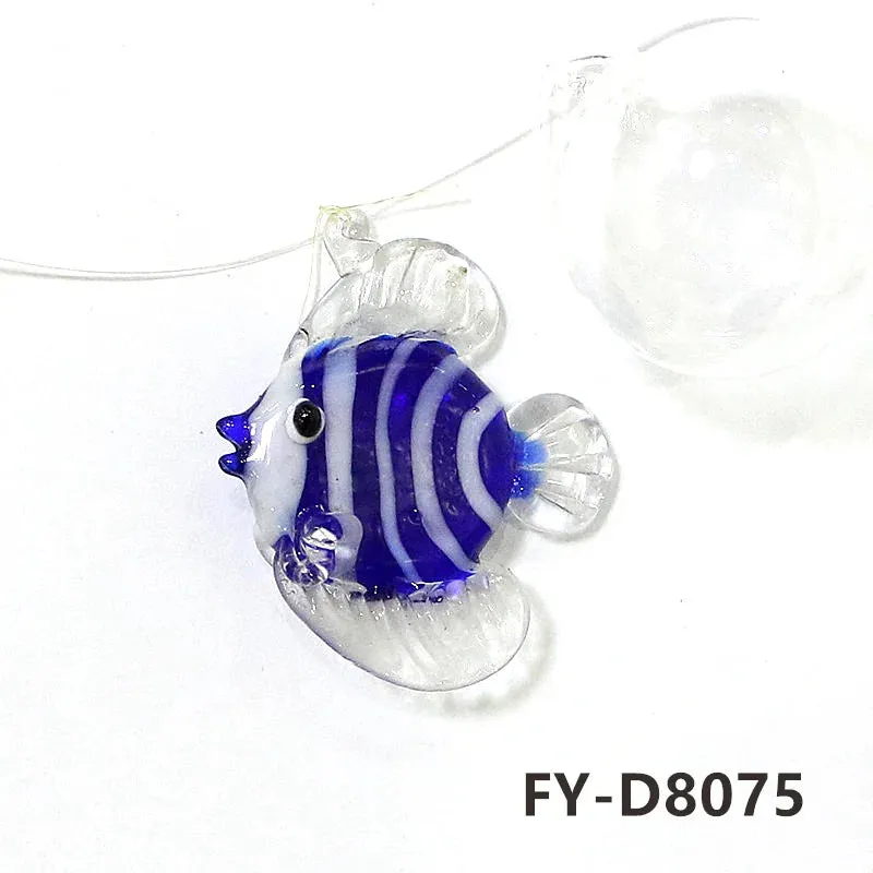 Aquarium Decor Floating Marine Animal Mini Figurine Pendant Cute Glass Ocean Fish Starfish Sea Star Crab Clownfish Ray Ornaments