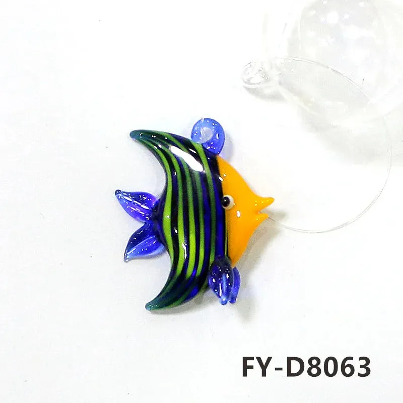 Aquarium Decor Floating Marine Animal Mini Figurine Pendant Cute Glass Ocean Fish Starfish Sea Star Crab Clownfish Ray Ornaments