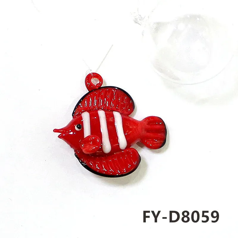 Aquarium Decor Floating Marine Animal Mini Figurine Pendant Cute Glass Ocean Fish Starfish Sea Star Crab Clownfish Ray Ornaments