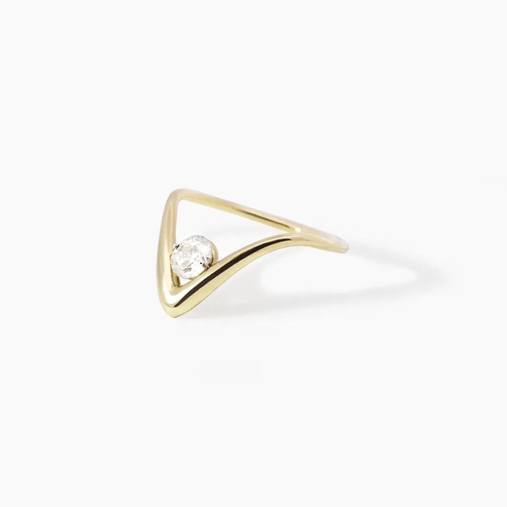 ARIA - 18CT GOLD, LARGE PLAIN WAVE 0.23ct DIAMOND PINKY RING