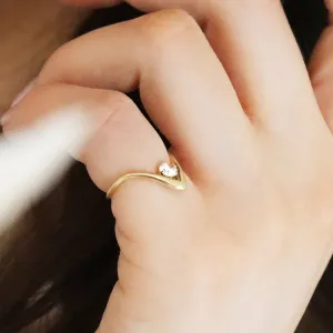 ARIA - 18CT GOLD, LARGE PLAIN WAVE 0.23ct DIAMOND PINKY RING
