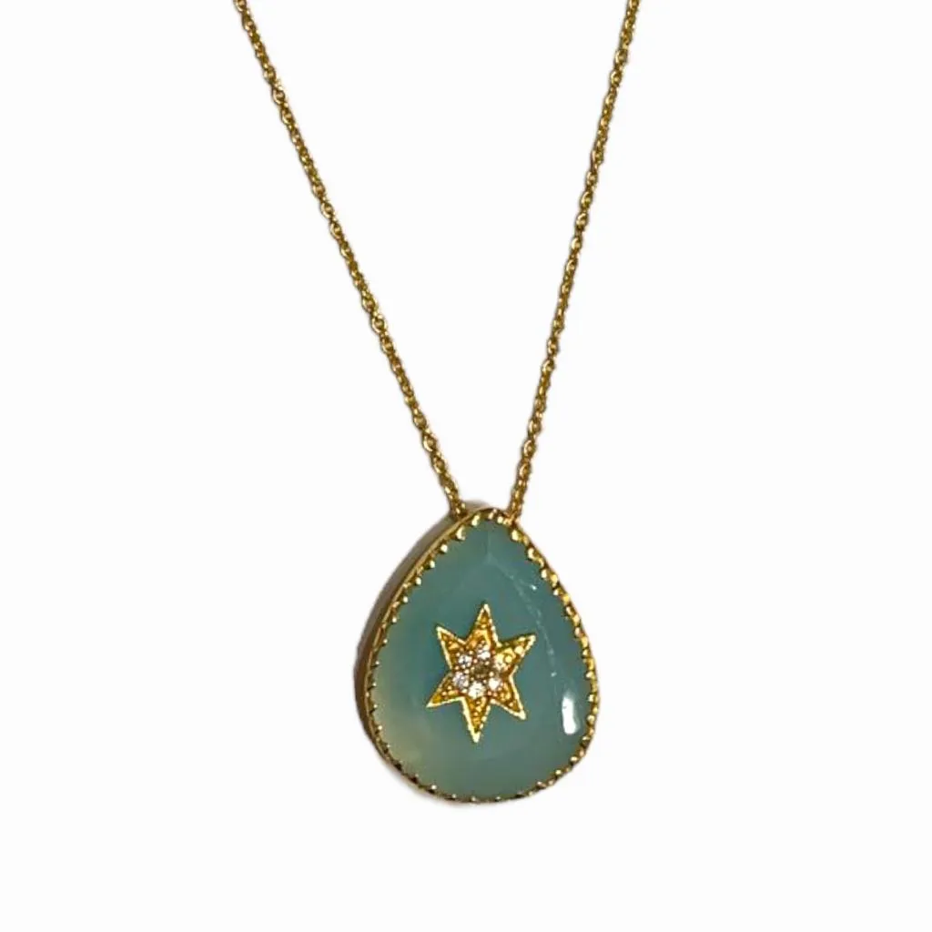 Astral Teardrop Gemstone Pendant Necklace