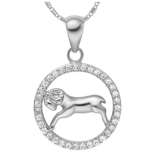 Astrology 12 Horoscope Zodiac Signs Constellation Silver Pendant Necklace