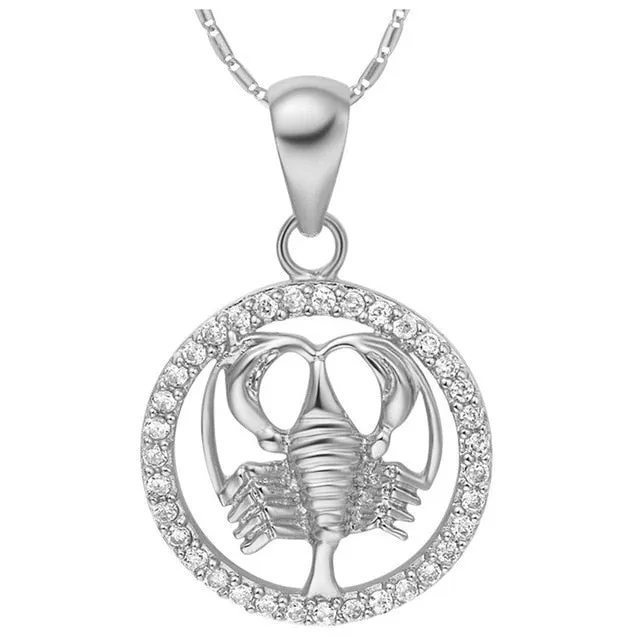 Astrology 12 Horoscope Zodiac Signs Constellation Silver Pendant Necklace