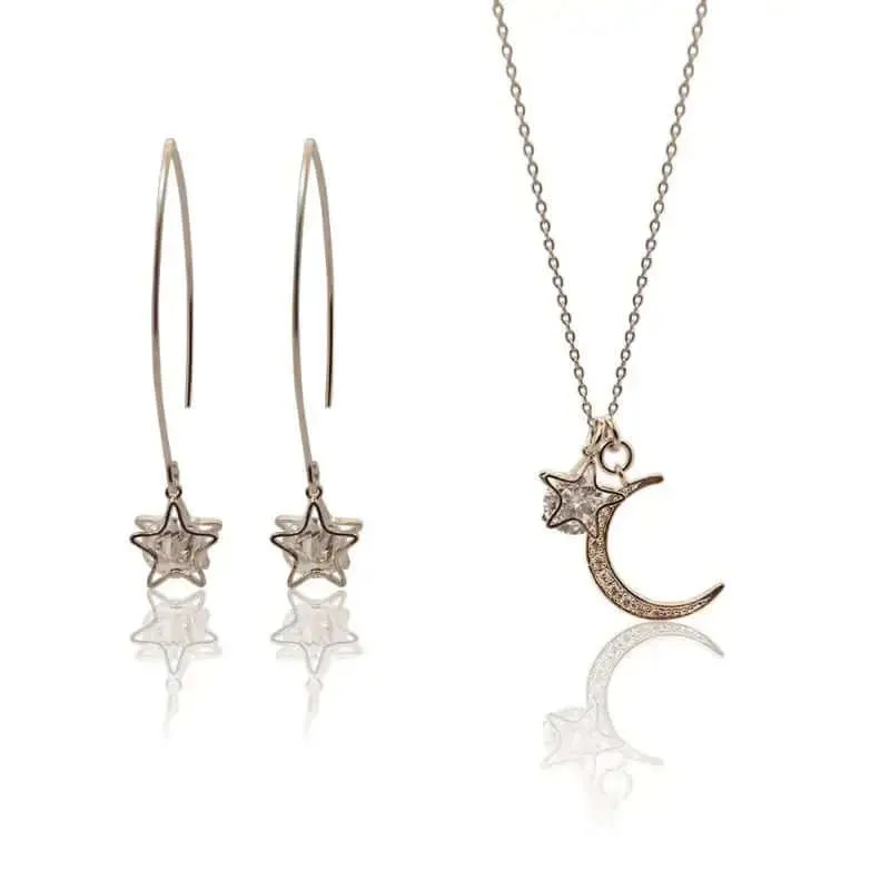 Aurora Crystal Star Earring and Necklace Jewelry Set