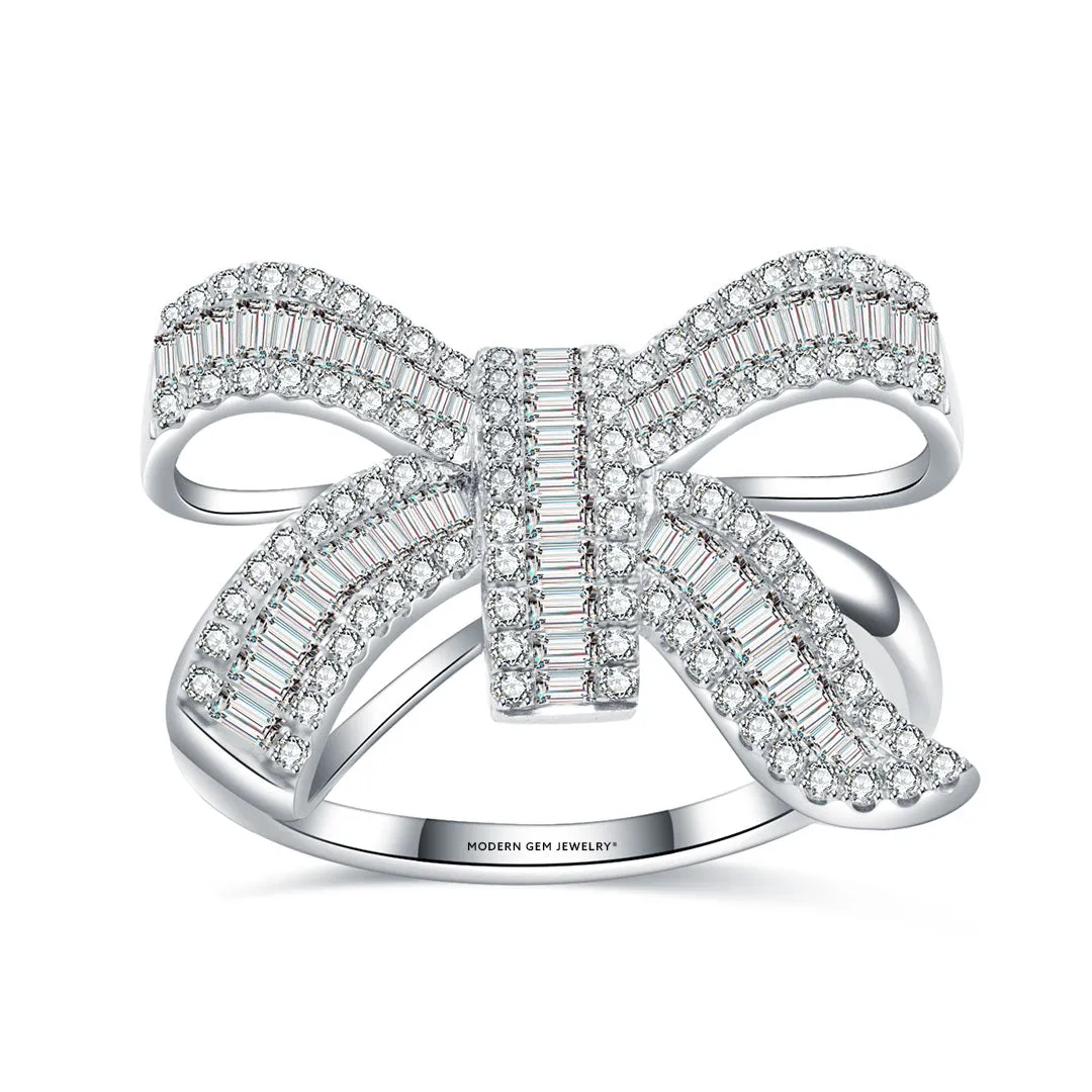 Baguette Diamond Engagement Ring Ribbon Design