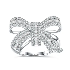 Baguette Diamond Engagement Ring Ribbon Design