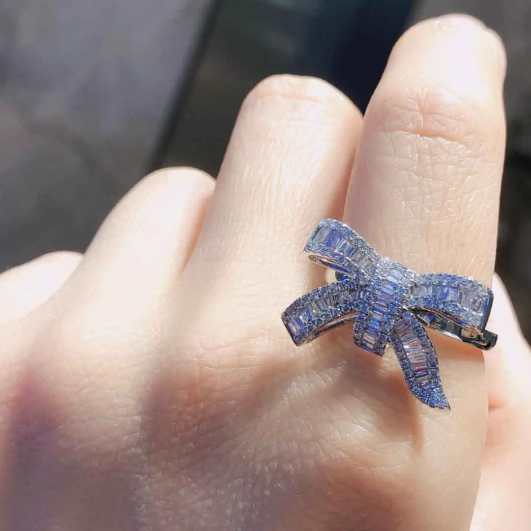 Baguette Diamond Engagement Ring Ribbon Design
